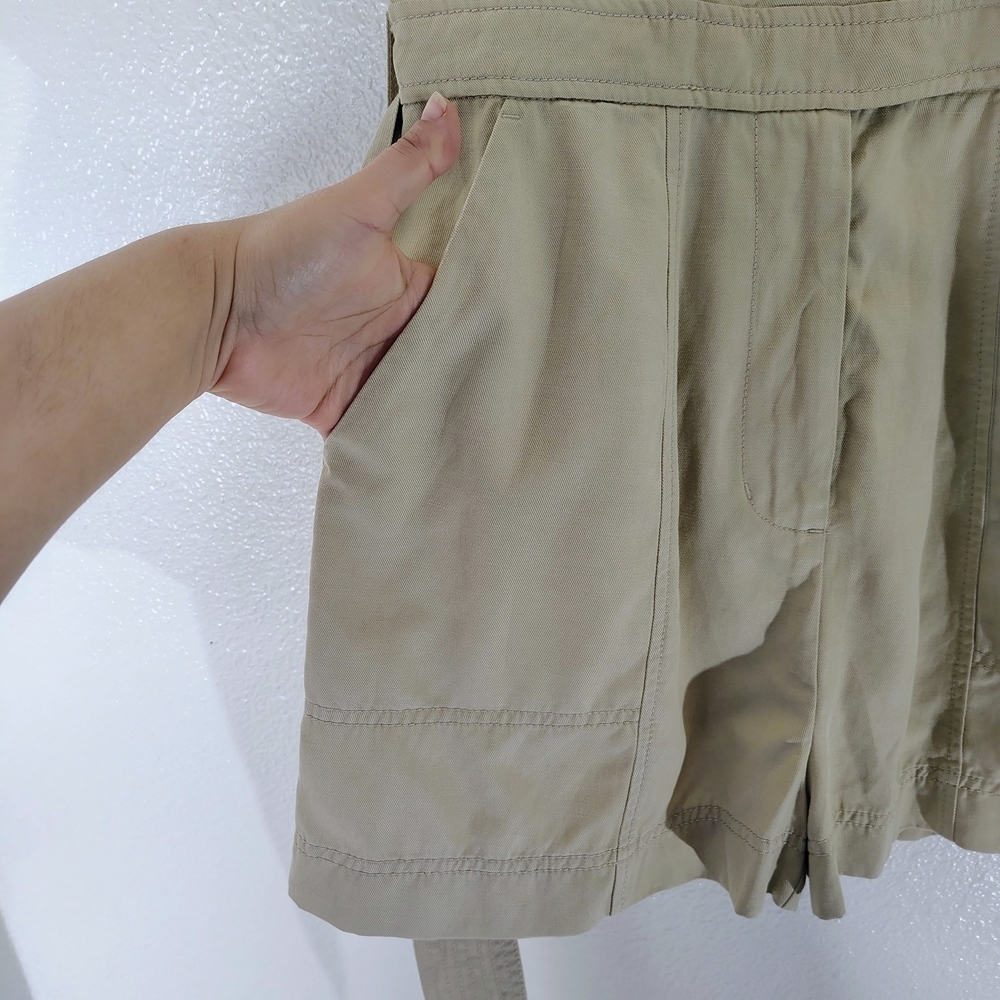 Madewell Beige Utility Romper Belted Short Sleeve Five Pockets Sz 6 Linen Blend - Picture 6 of 16